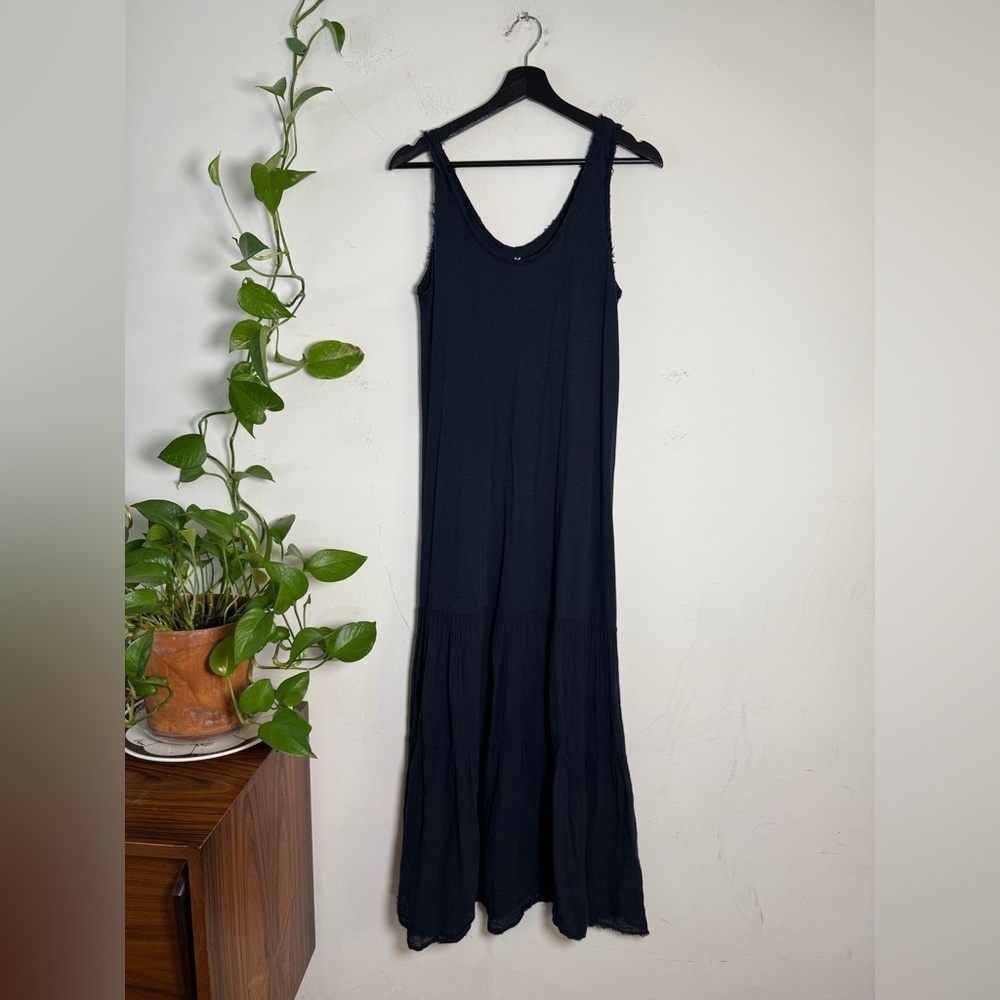 Velvet By Spencer Graham Navy Blue Light Weight Gauze Sleeveless Maxi Dress -Med
